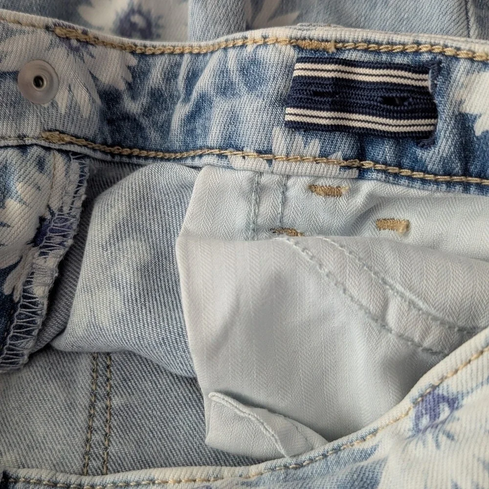 GAP Kids (Size 8) Super Skinny Floral Ankle Jeans Adjustable Waist Frayed Edges